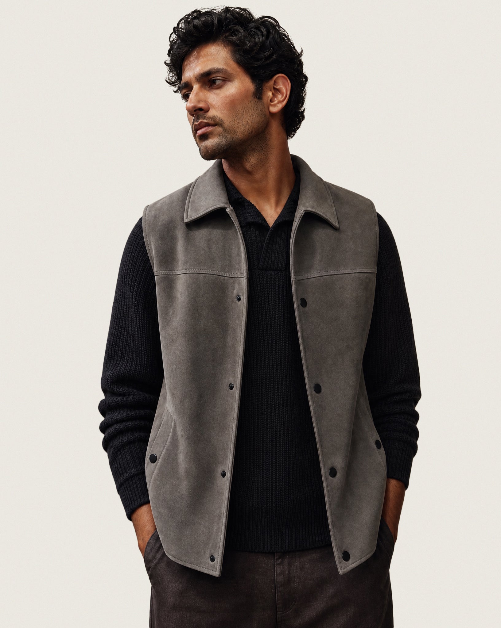 Suede Down Gilet