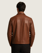 Lambskin leather jacket with collar