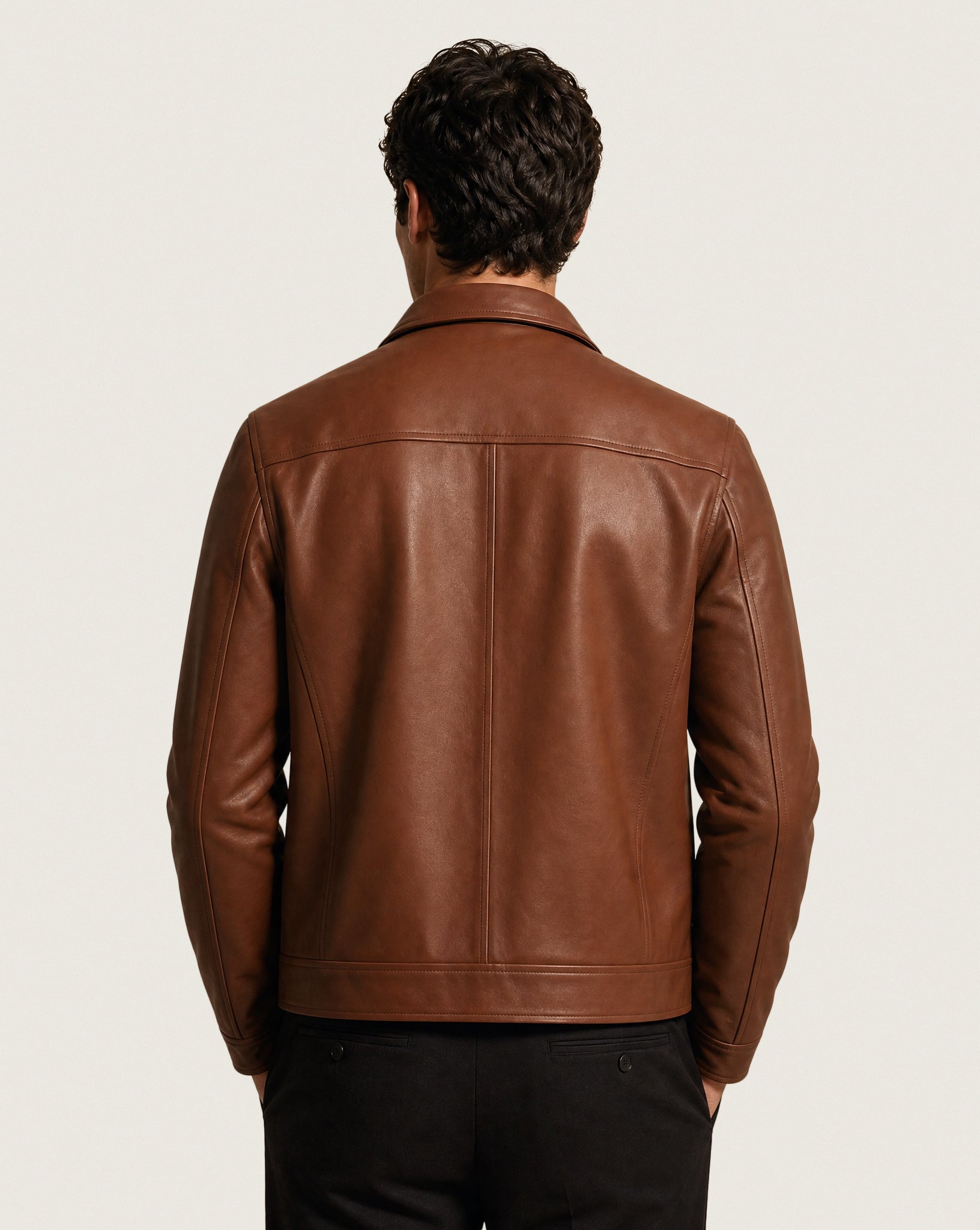 Lambskin leather jacket with collar