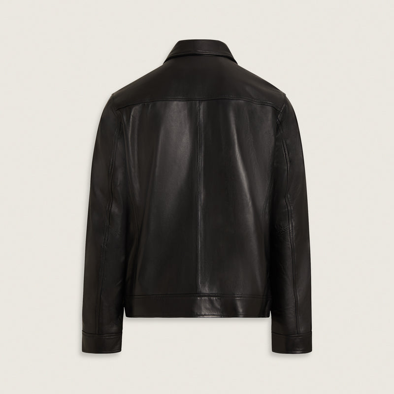 Lambskin leather jacket with collar