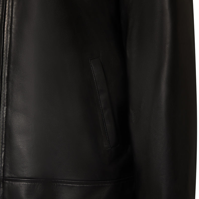 Lambskin leather jacket with collar