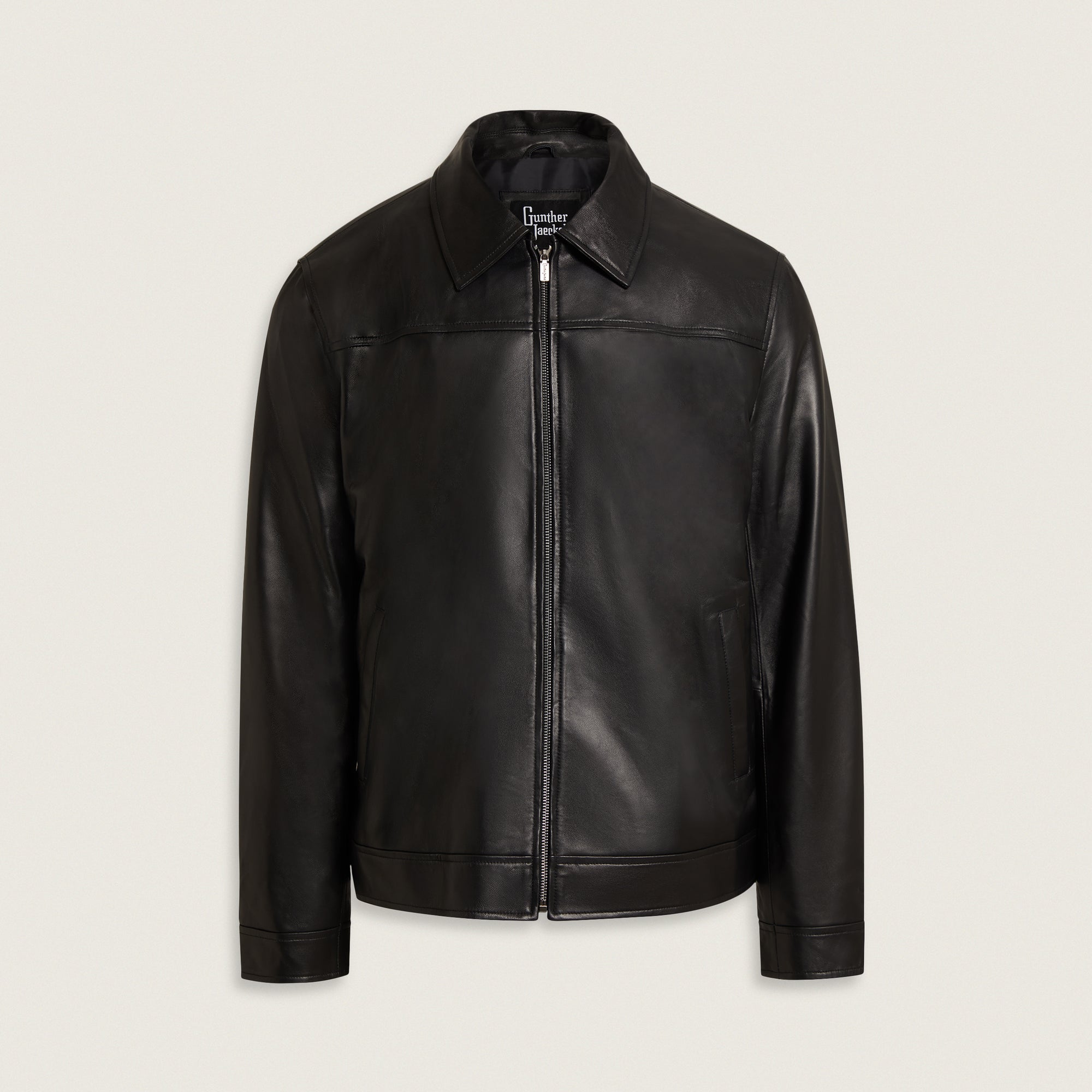 Lambskin leather jacket with collar