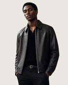 Lambskin leather jacket with collar