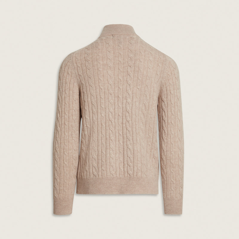 Cable-Knit Merino Wool Quarter Zip