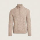 Cable-Knit Merino Wool Quarter Zip