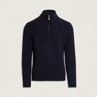 Cable-Knit Merino Wool Quarter Zip