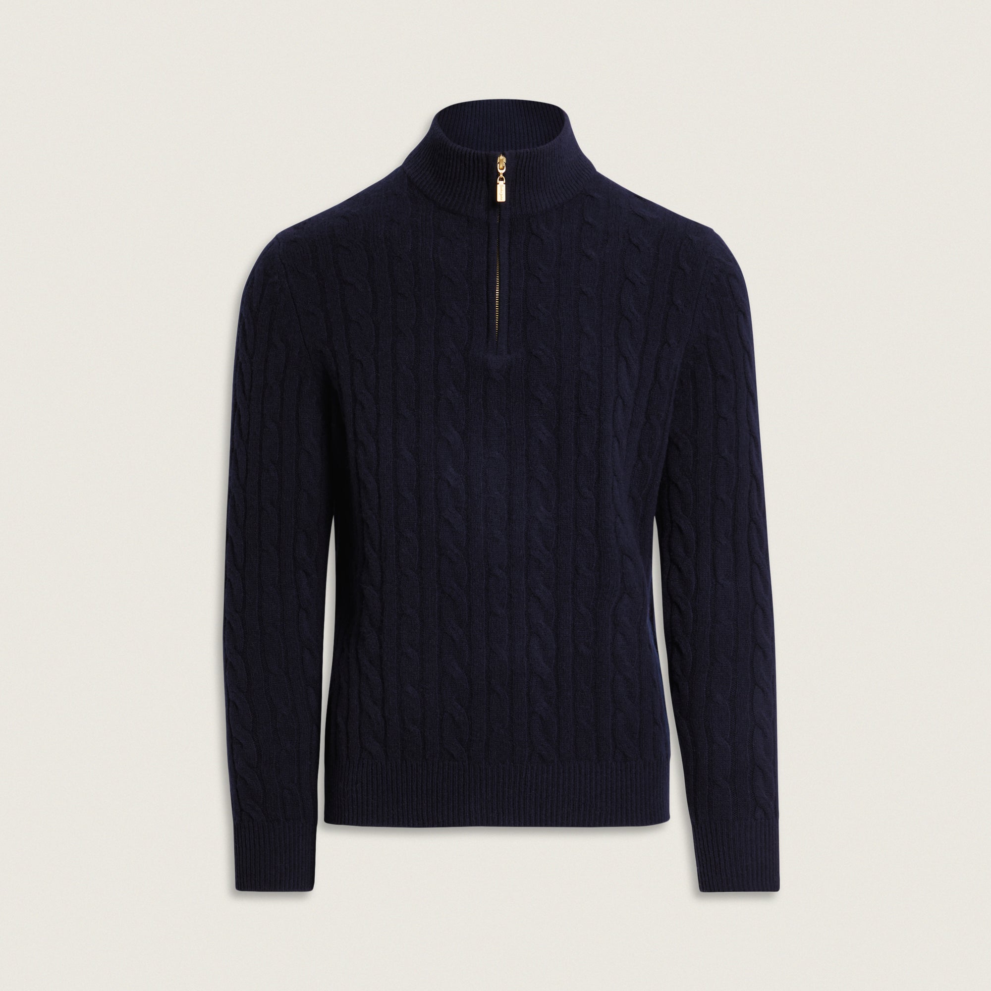 Cable-Knit Merino Wool Quarter Zip