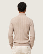 Cable-Knit Merino Wool Quarter Zip