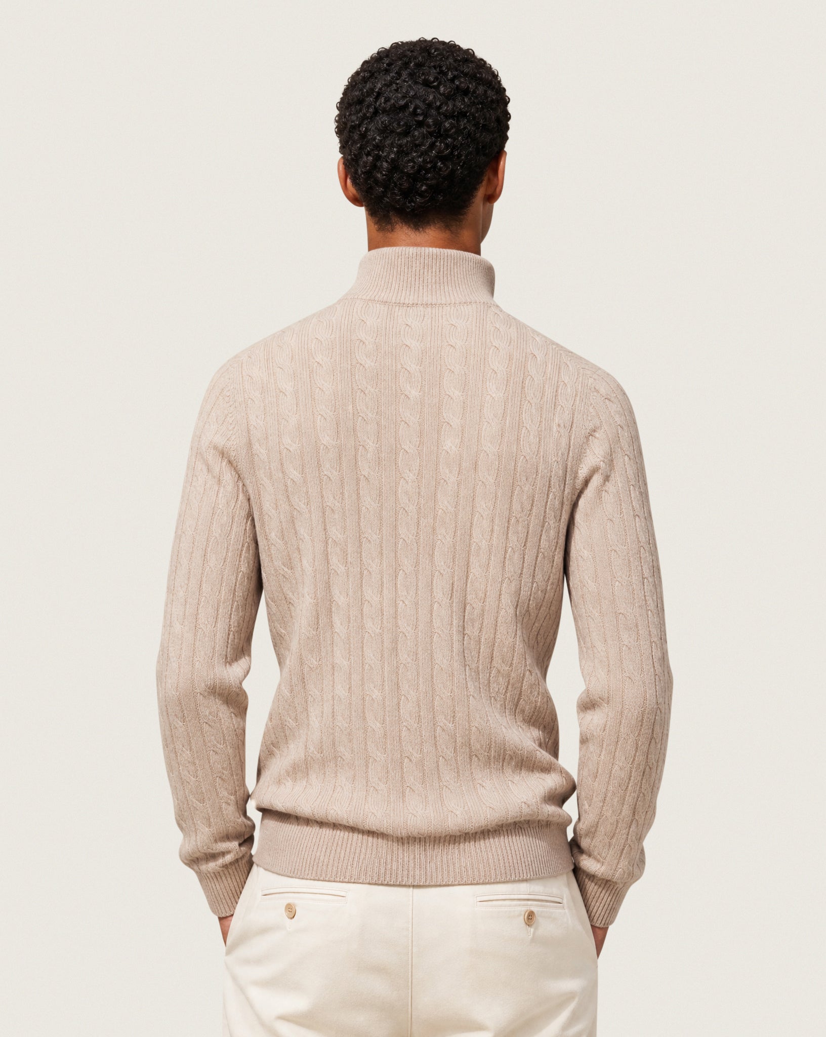 Cable-Knit Merino Wool Quarter Zip