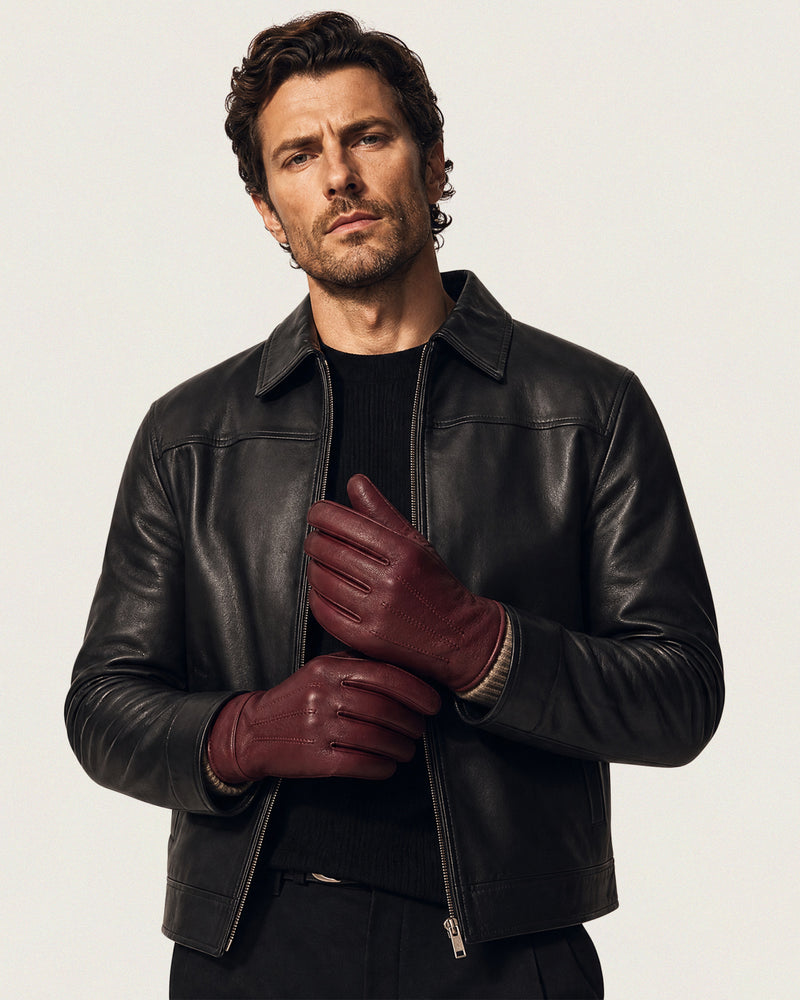 Leather gloves with cashmere lining