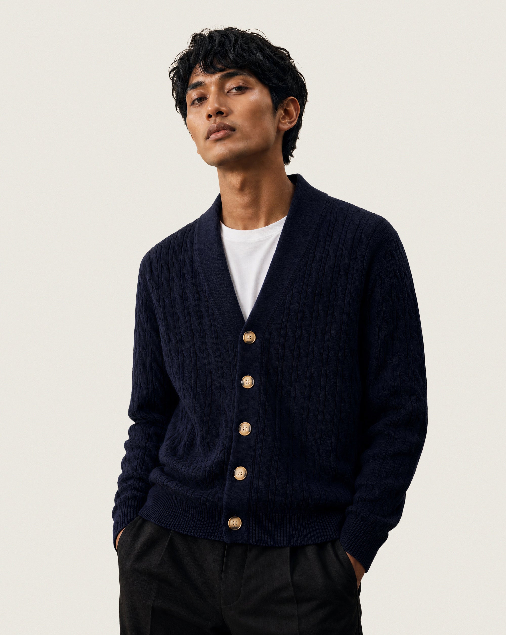 Cable-Knit Merino Wool Cardigan