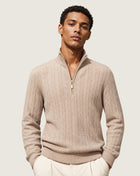 Cable-Knit Merino Wool Quarter Zip