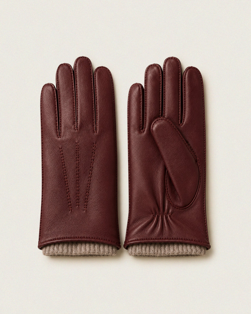 Leather gloves with cashmere lining