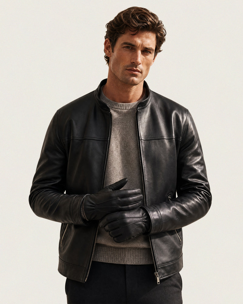 Leather gloves with cashmere lining