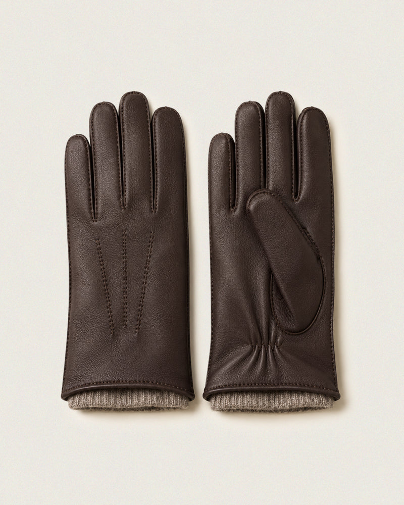 Leather gloves with cashmere lining