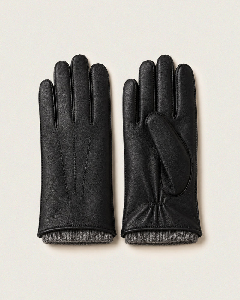 Leather gloves with cashmere lining