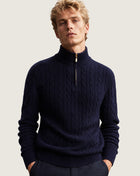 Cable-Knit Merino Wool Quarter Zip